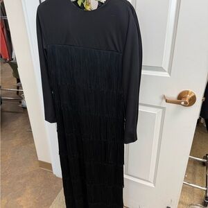 Elegant Vintage Bill Blass Black Fringe Dress